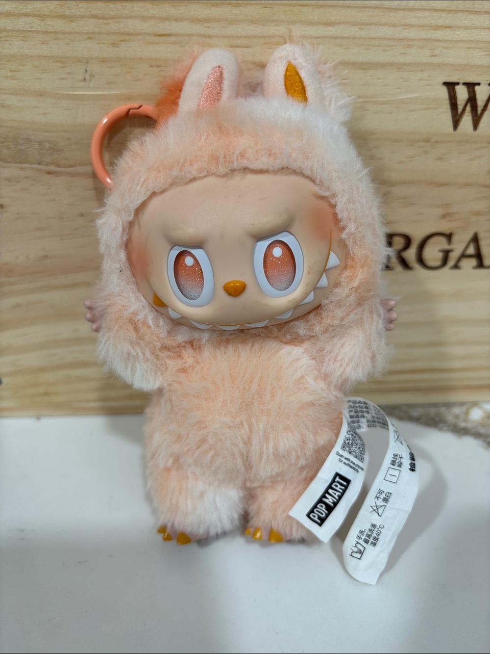 NWOT Labubu Popmart Peach Furry Small Pet Plush Figure